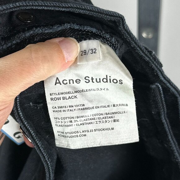 Acne Studios Womens Row Black Relaxed Crop Leg Jeans Denim Size 29/32 $248 - Picture 2 of 4